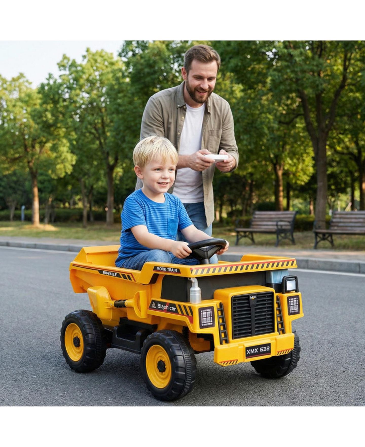 Детская игрушка HONGGE 24V Construction Truck with Remote Control Ride-On, 3–8 лет, цвет: Жёлтый — фото 9