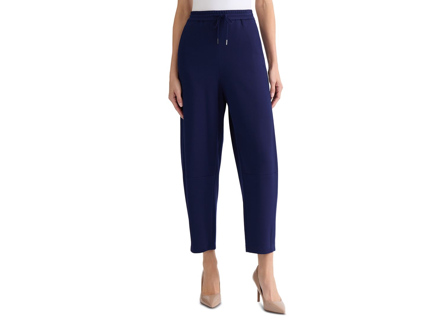Petite Pull-On Barrel-Leg Mid-Rise Pants