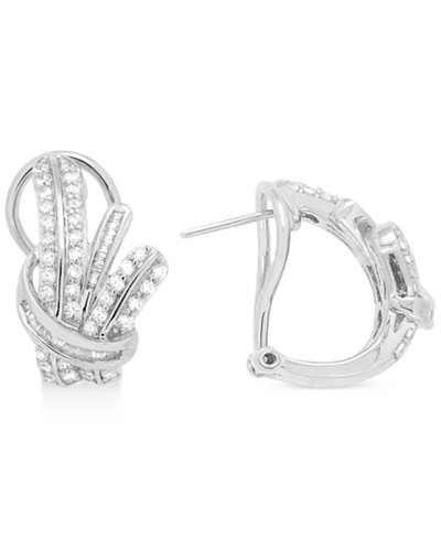 Wrapped in Love ™ Diamond Fancy Hoop Earrings (1 ct. t.w.) in Sterling Silver