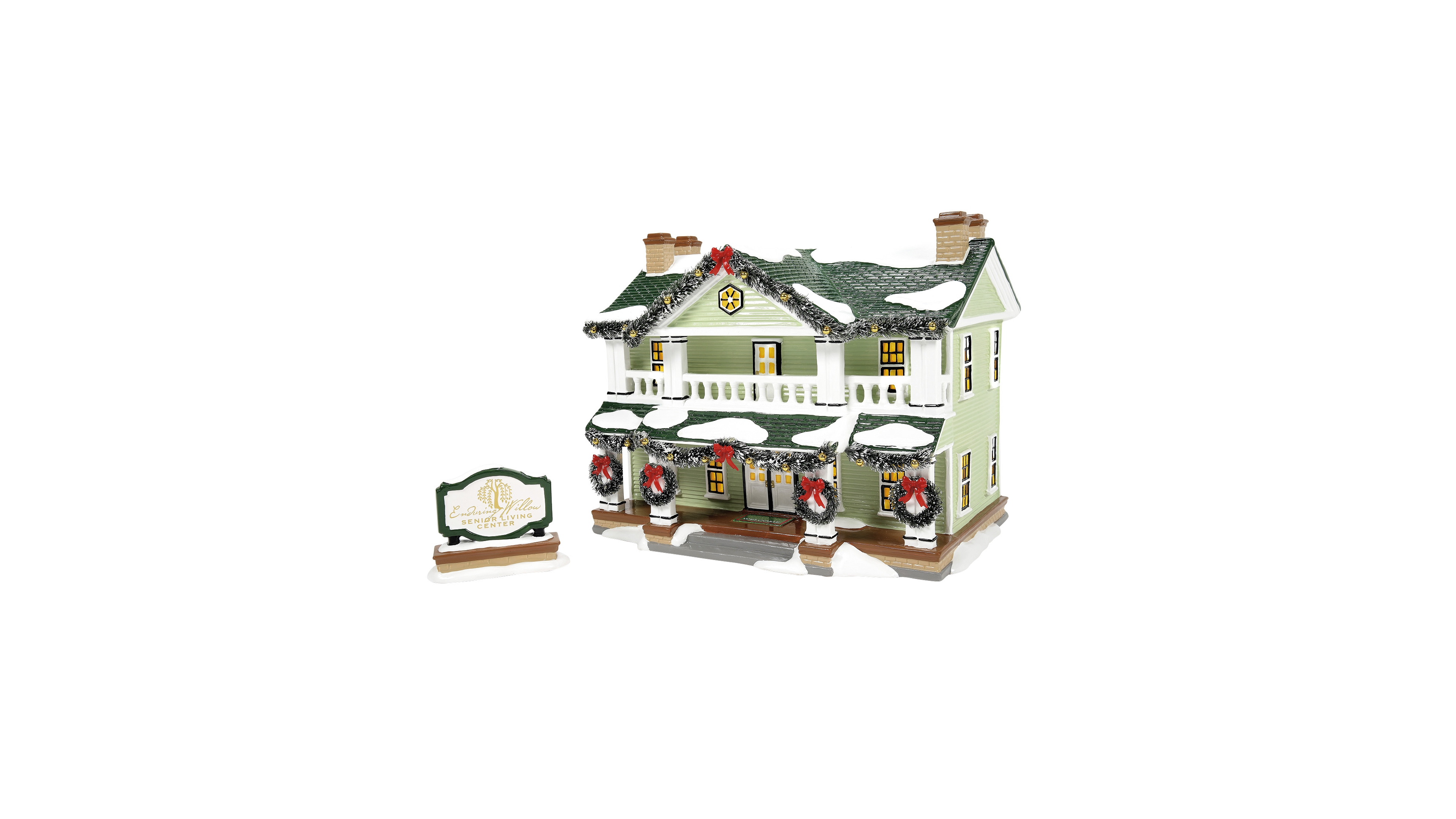 Department 56 Snow Village Enduring Willow Senior Center Figurine, Set of 2