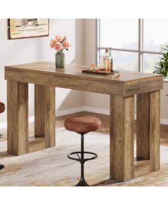 63" Counter Height Bar Table, Wooden High Top