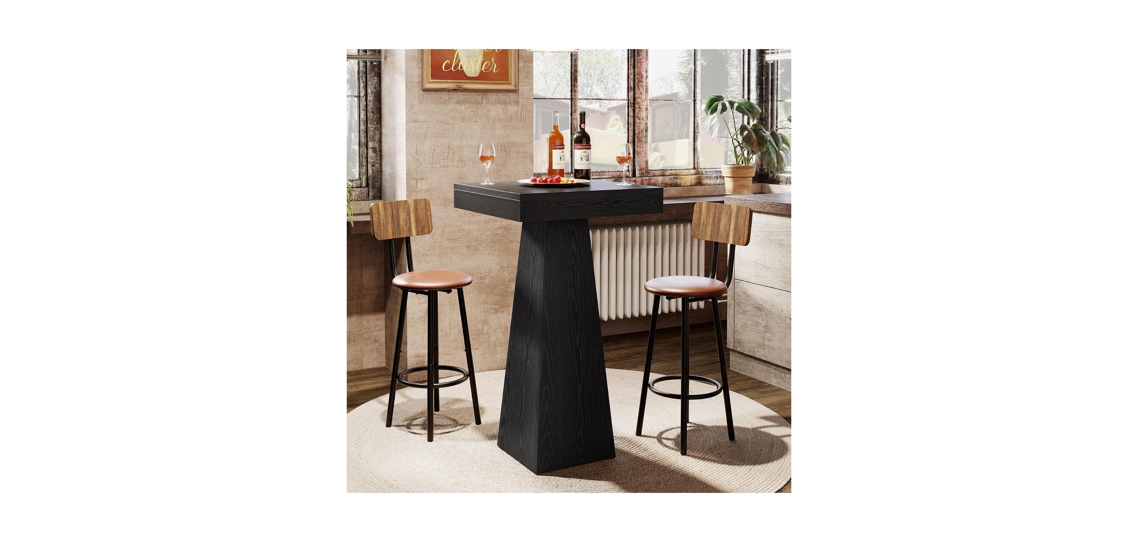 Tribesigns Square Bar Table for Small Space, High Top Pub Table
