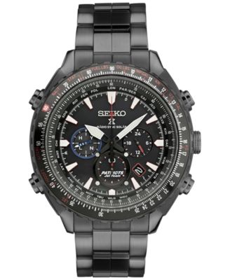 Seiko Men s Chronograph Patriots Jet Team Limited Edition Prospex Radio Synch Solar Black Stainless Steel Bracelet Watch 48mm SSG007 Macy s