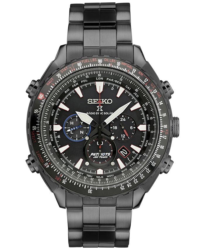 Seiko Men's Chronograph Patriots Jet Team Limited Edition Prospex Radio  Synch Solar Black Stainless Steel Bracelet Watch 48mm SSG007 & Reviews -  All Fine Jewelry - Jewelry & Watches - Macy's