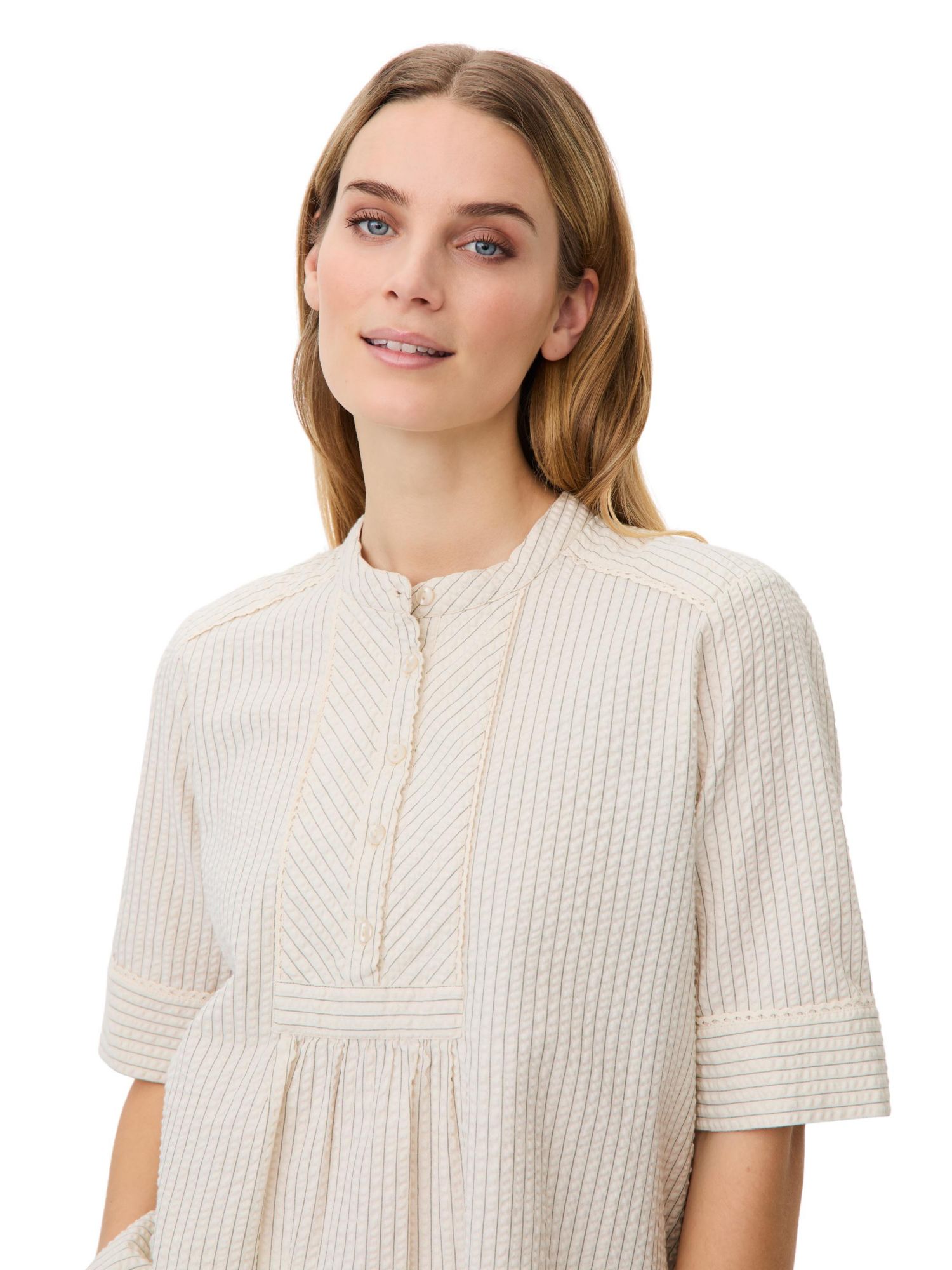 Women's MaBeyora Mandarin Collar Textured Blouse