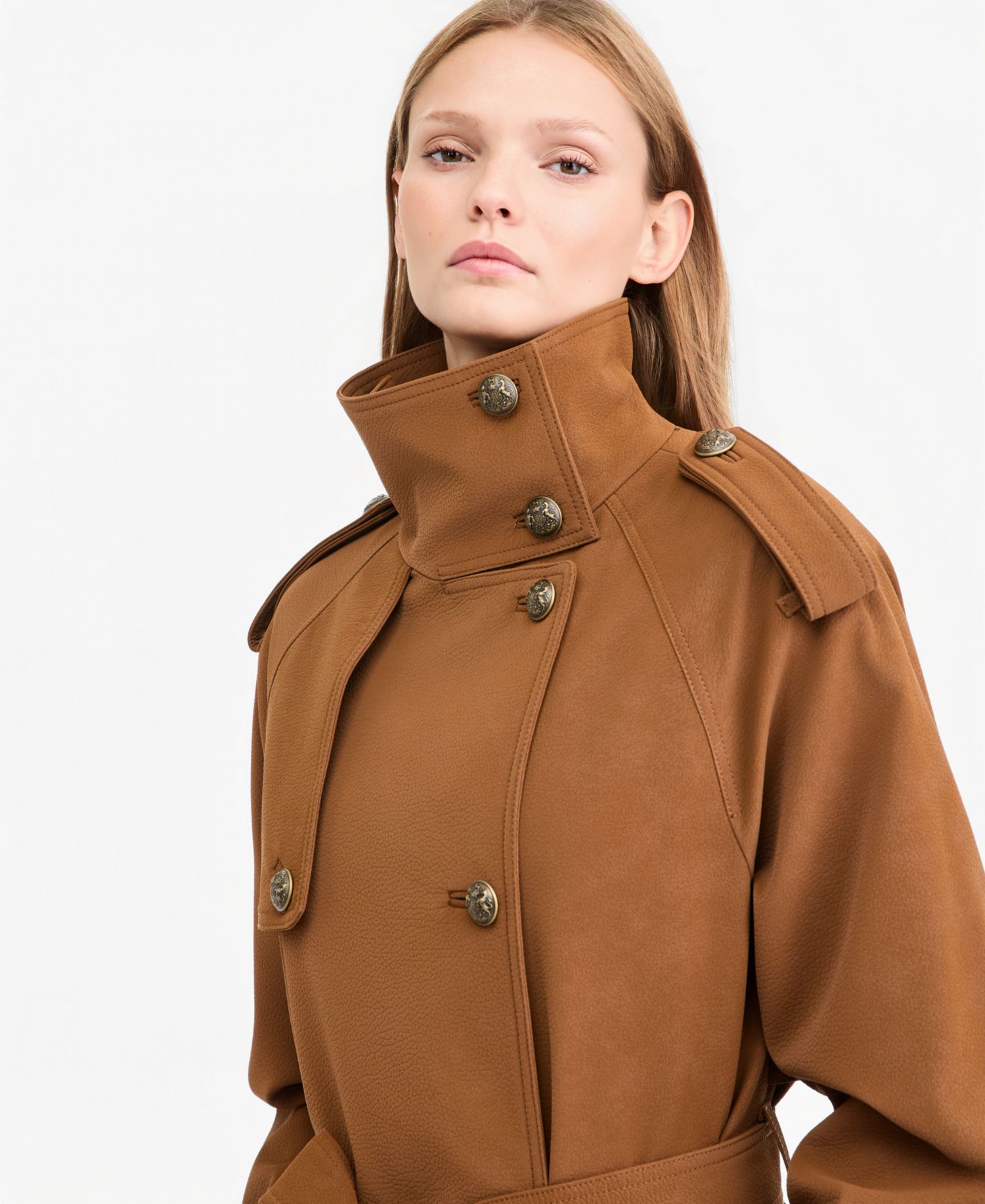 Women's Natalie Double-Breasted Faux Suede Trench Coat