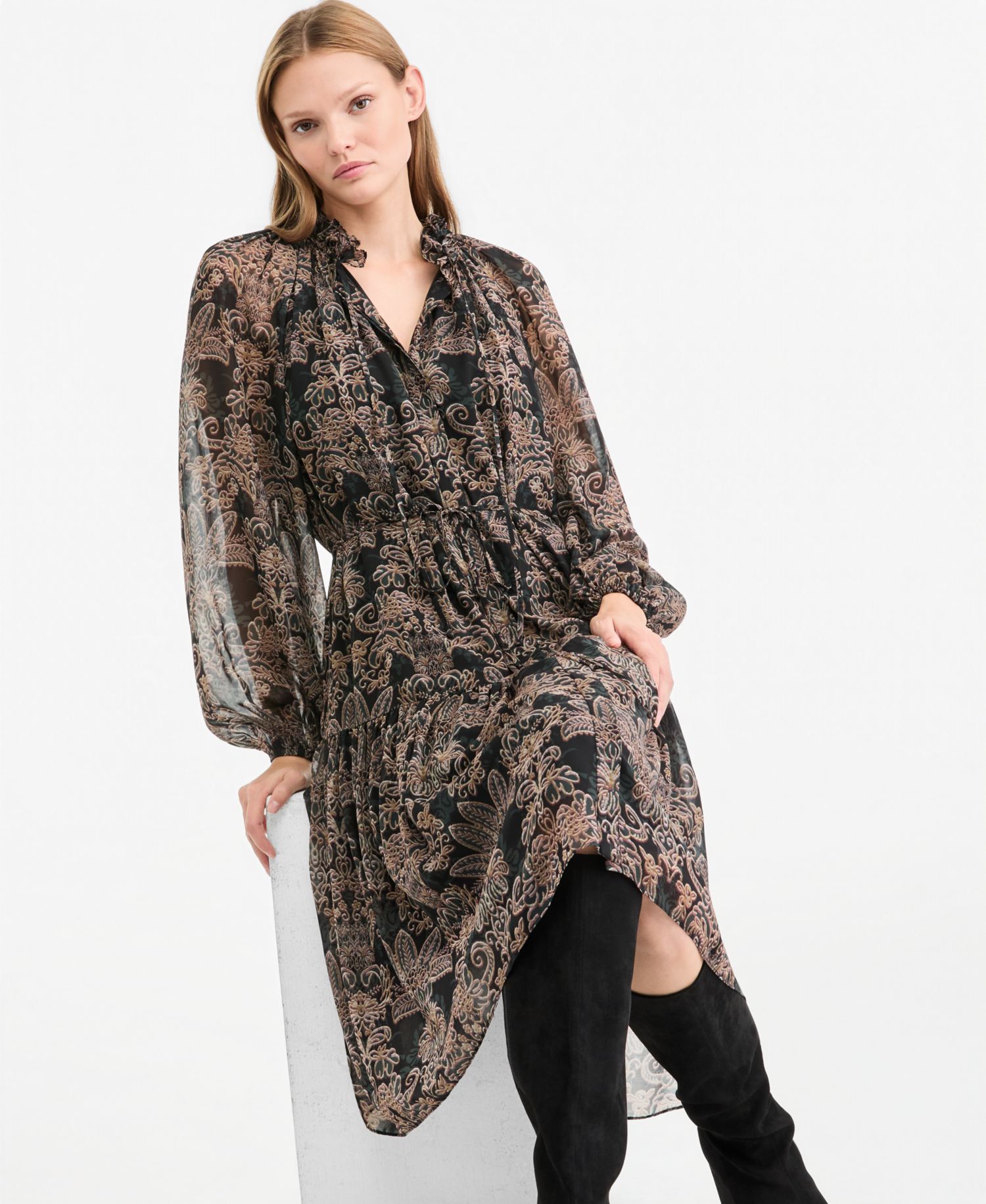 Women's Alli Long-Sleeve Tiered Ruffle Dress, Macy's Exclusive
