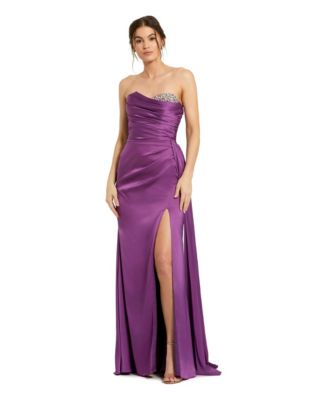 Women's Embellished Satin Halter Gown with Sweetheart Neckline