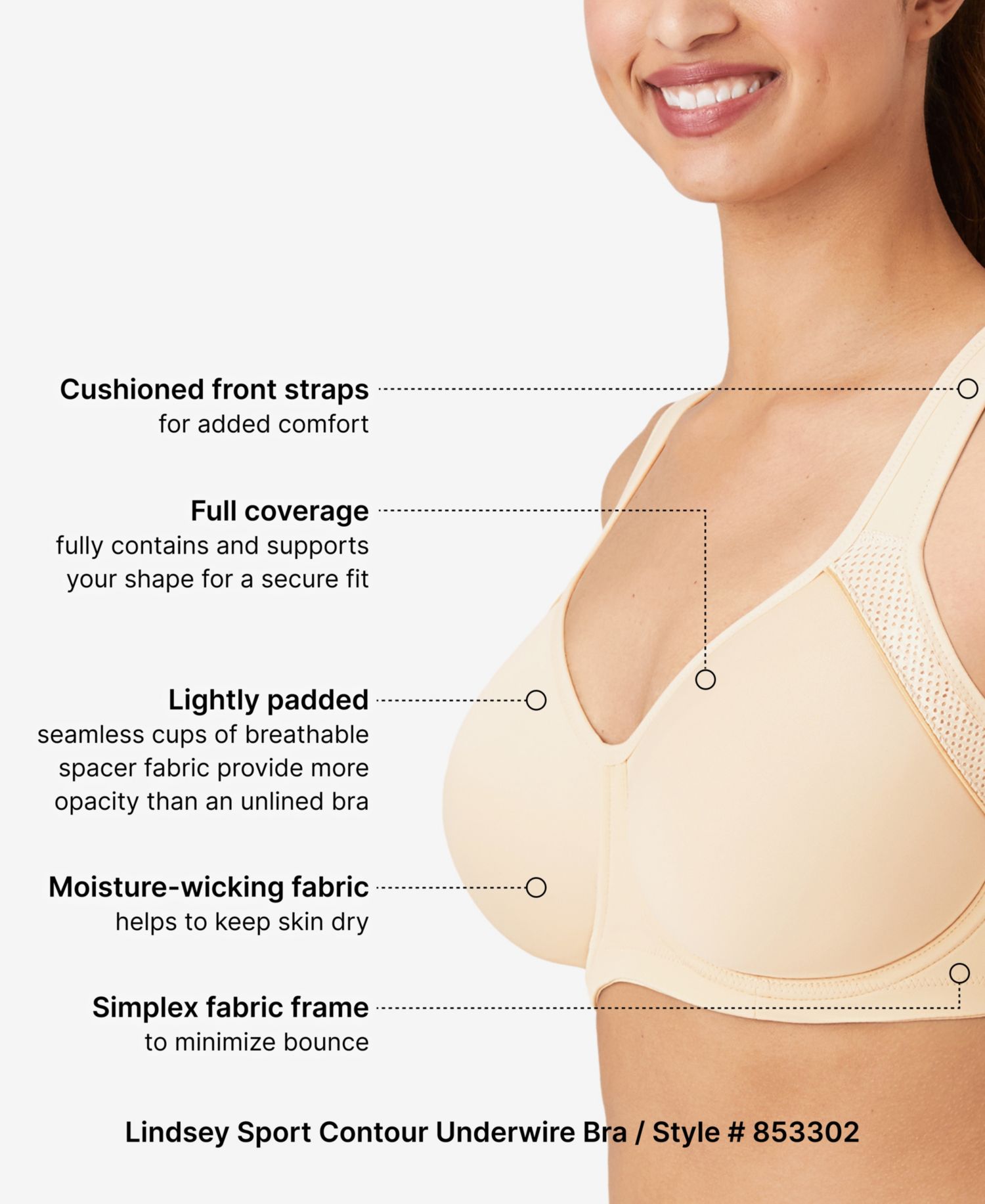 Women's Contrast Trim Contour Sport Bra 853302