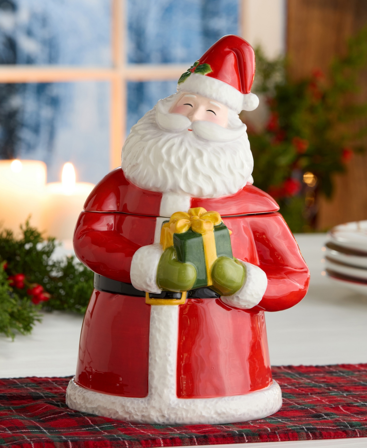 Certified International Santa Delight 3-d Cookie Jar
