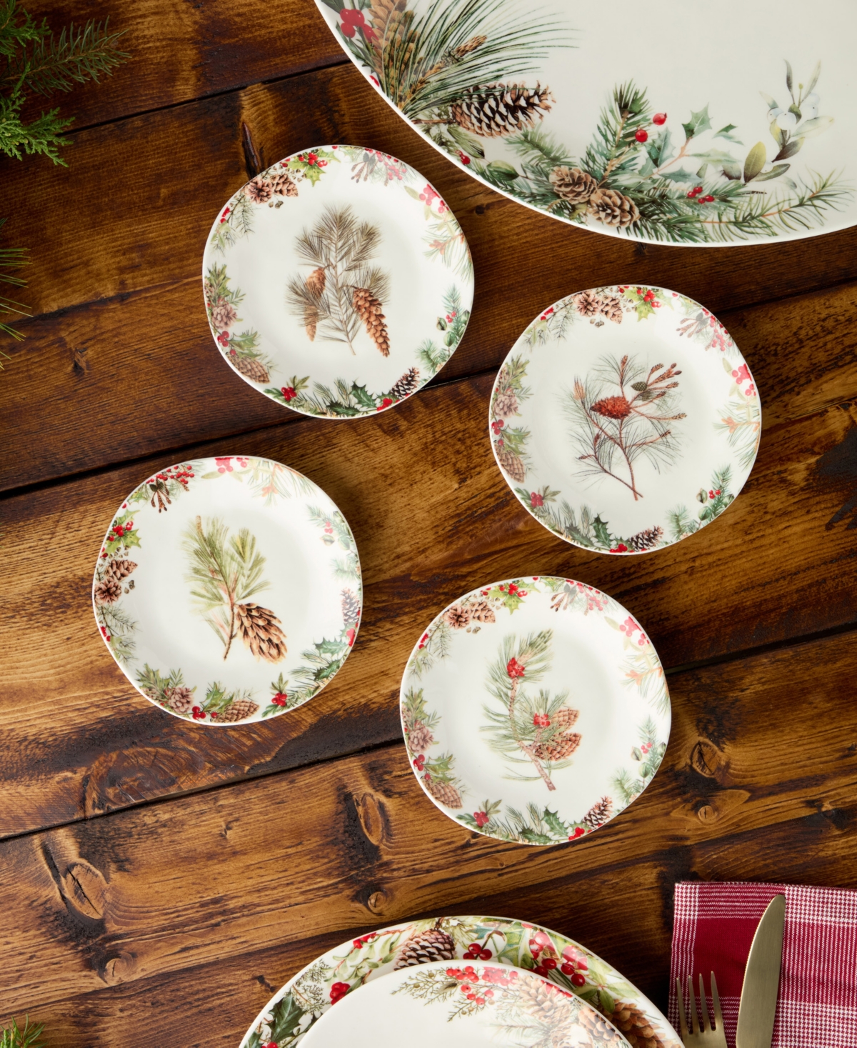 Certified International Woodland Canape Plates, Set of 4
