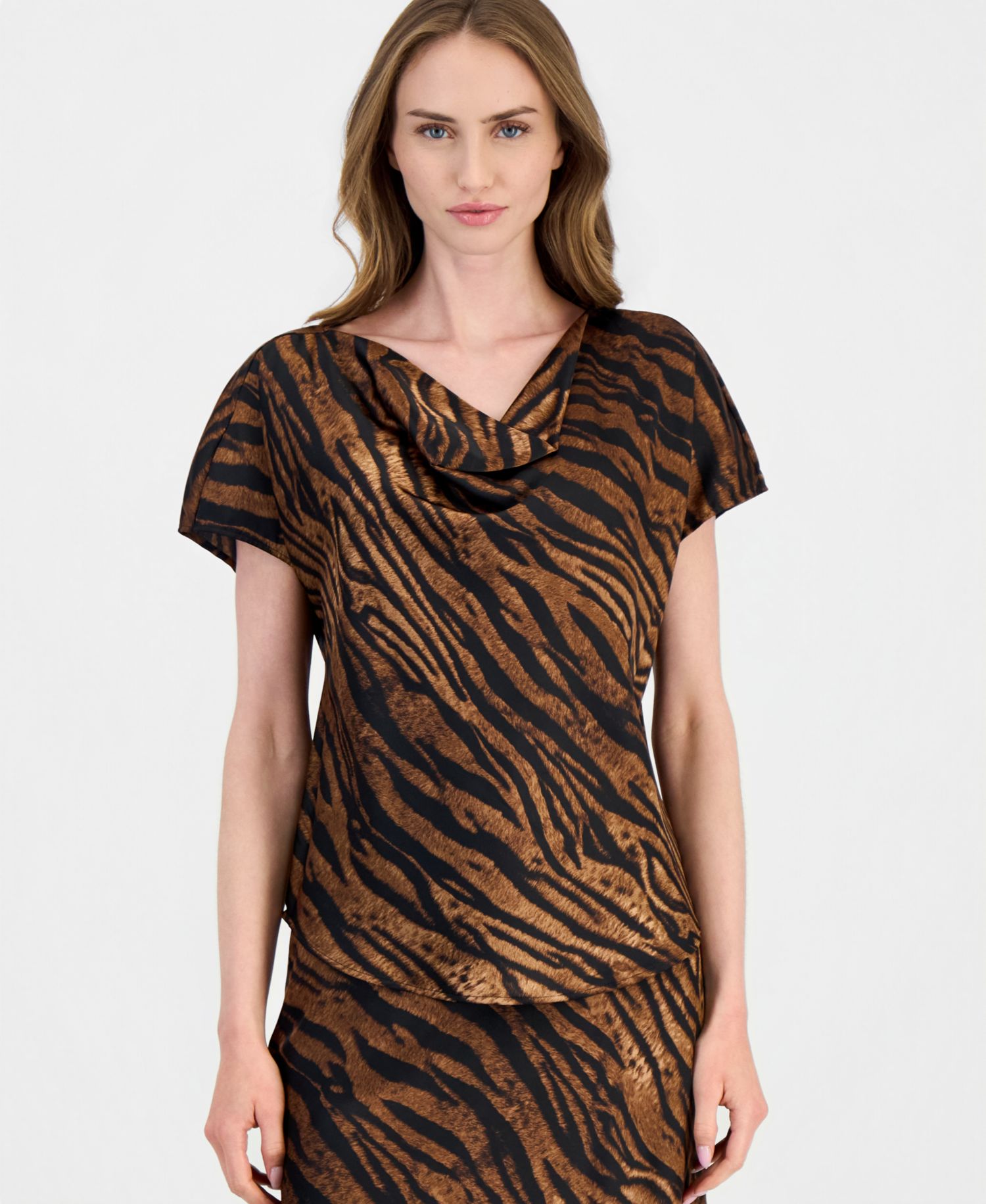 Women's Animal-Print A-Line Midi Skirt