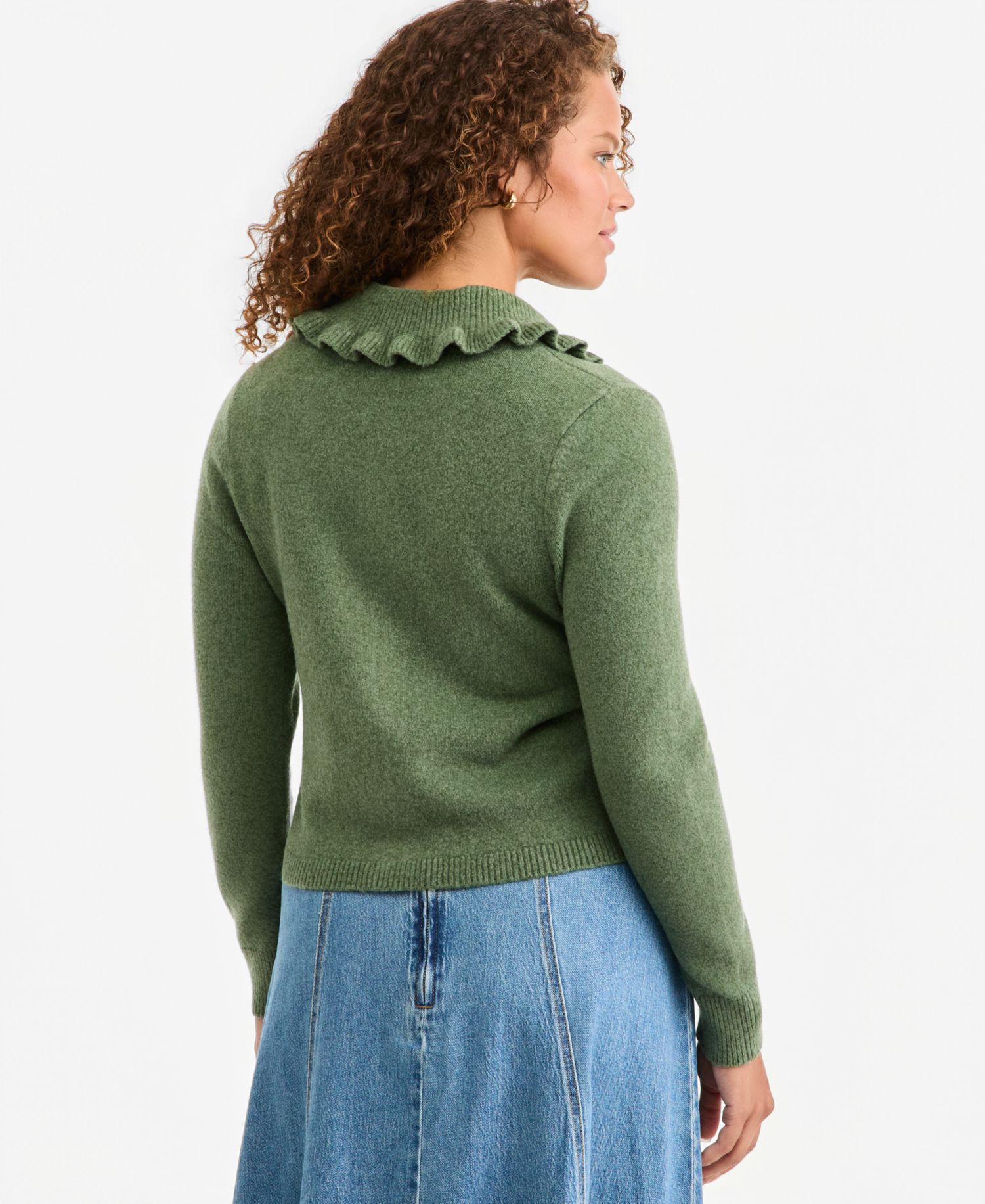 Women's Ruffled Collar Cardigan