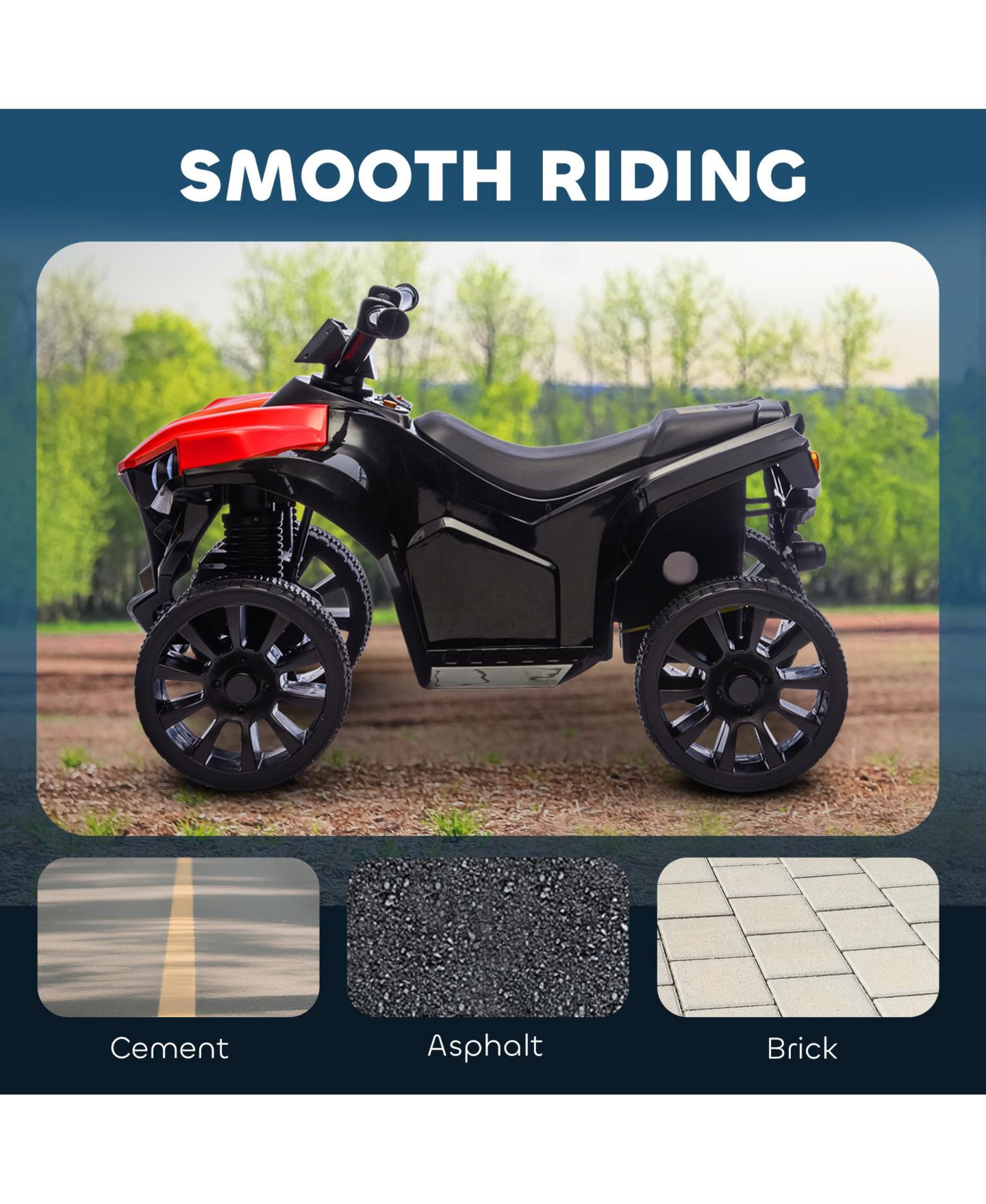 Детская игрушка Qaba Kids ATV 4 Wheeler 27.6"L x 16.5"W x 17.7"H 6V Electric Ride-On ATV, 55 lbs. Capacity, Ages 18-56 Months, цвет: Красный — фото 5