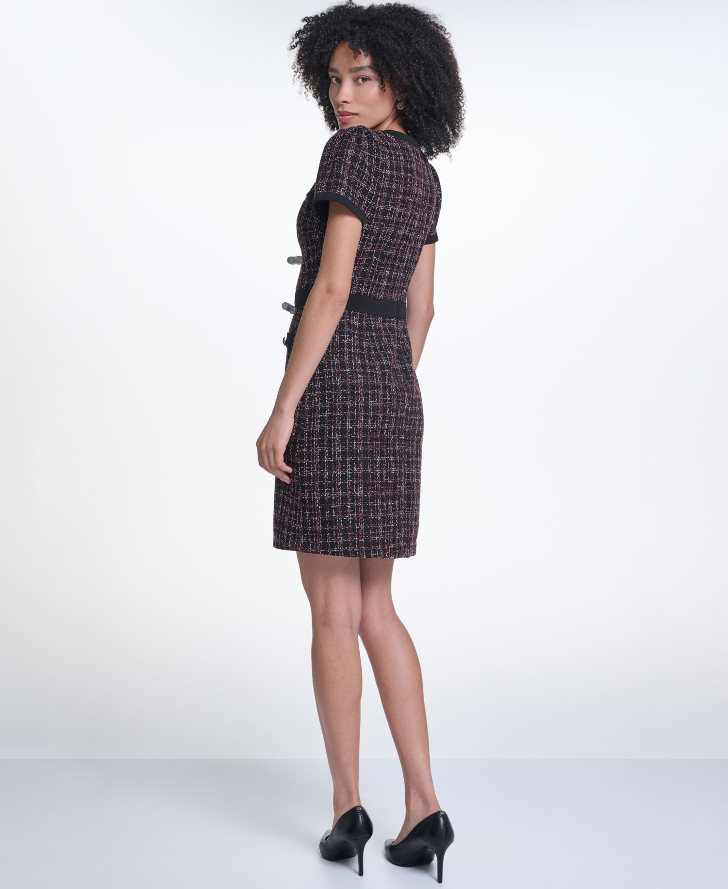 Women's Tweed Contrast-Trim Sheath Dress