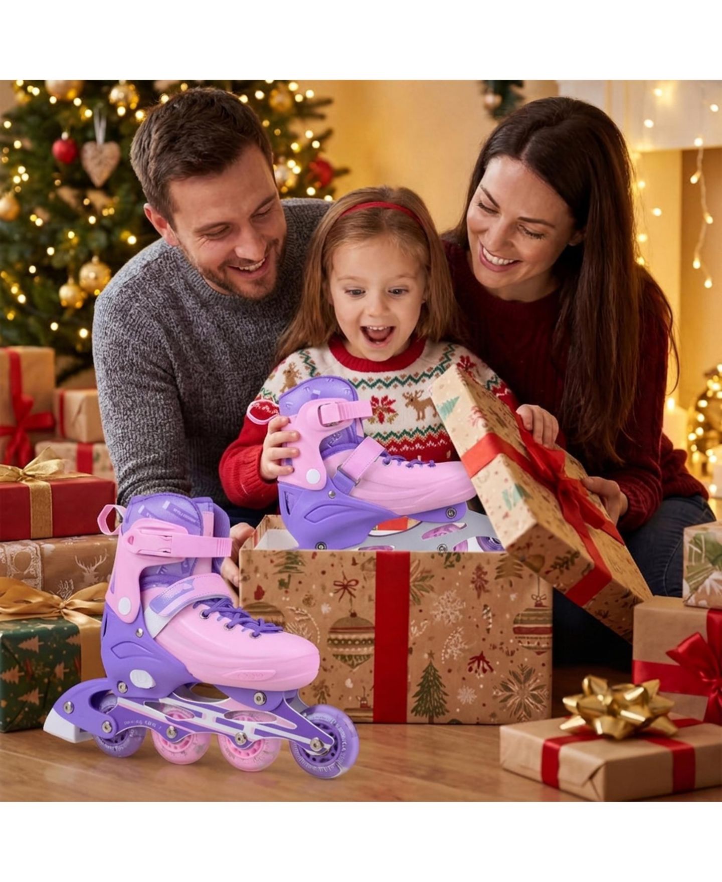 Детские игрушки HONGGE Light-Up Adjustable Inline Skates, Sizes 13.5C-3, Ages 5-7, цвет: Фиолетовый — фото 10