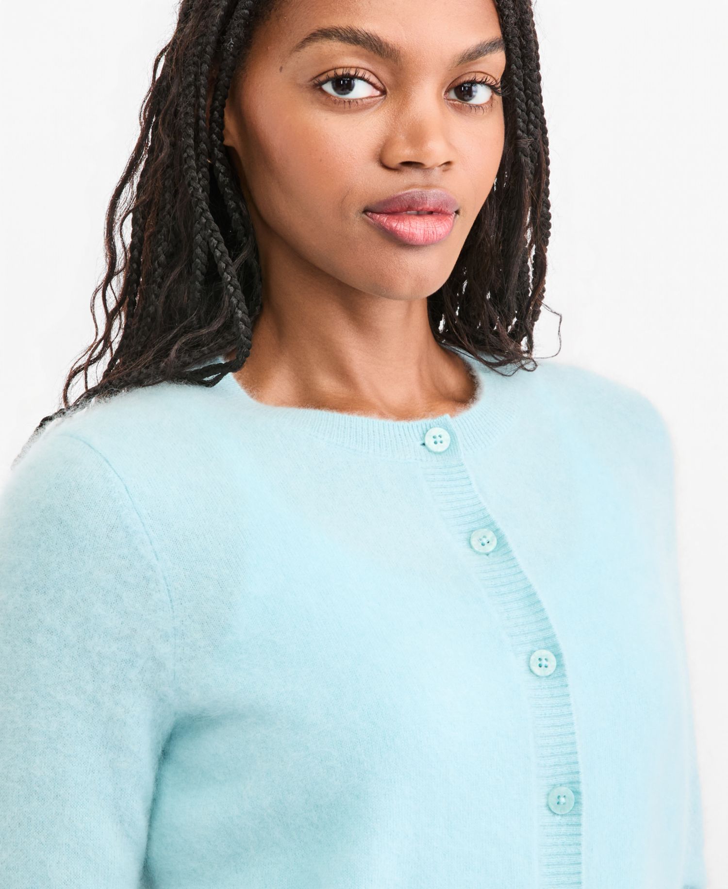 Women's 100% Cashmere Cropped Brushed Shrunken Cardigan