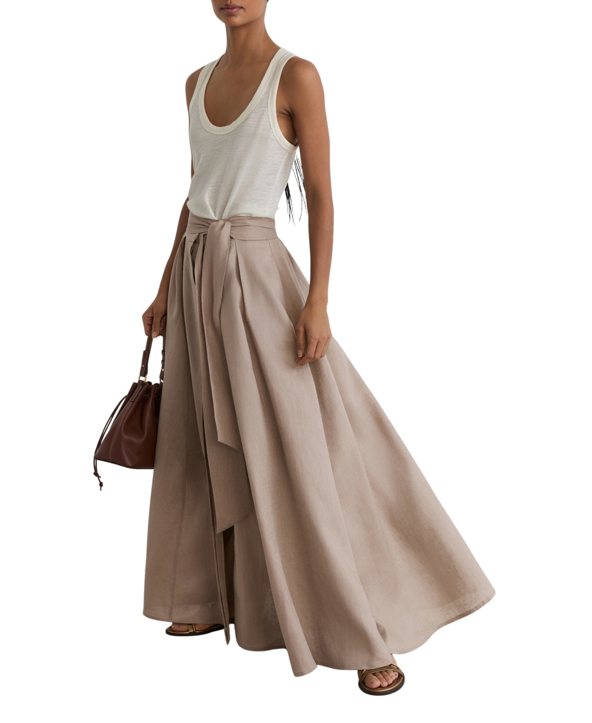 Reiss Women's Jackie Linen High-Waisted Pleated Maxi Skirt
