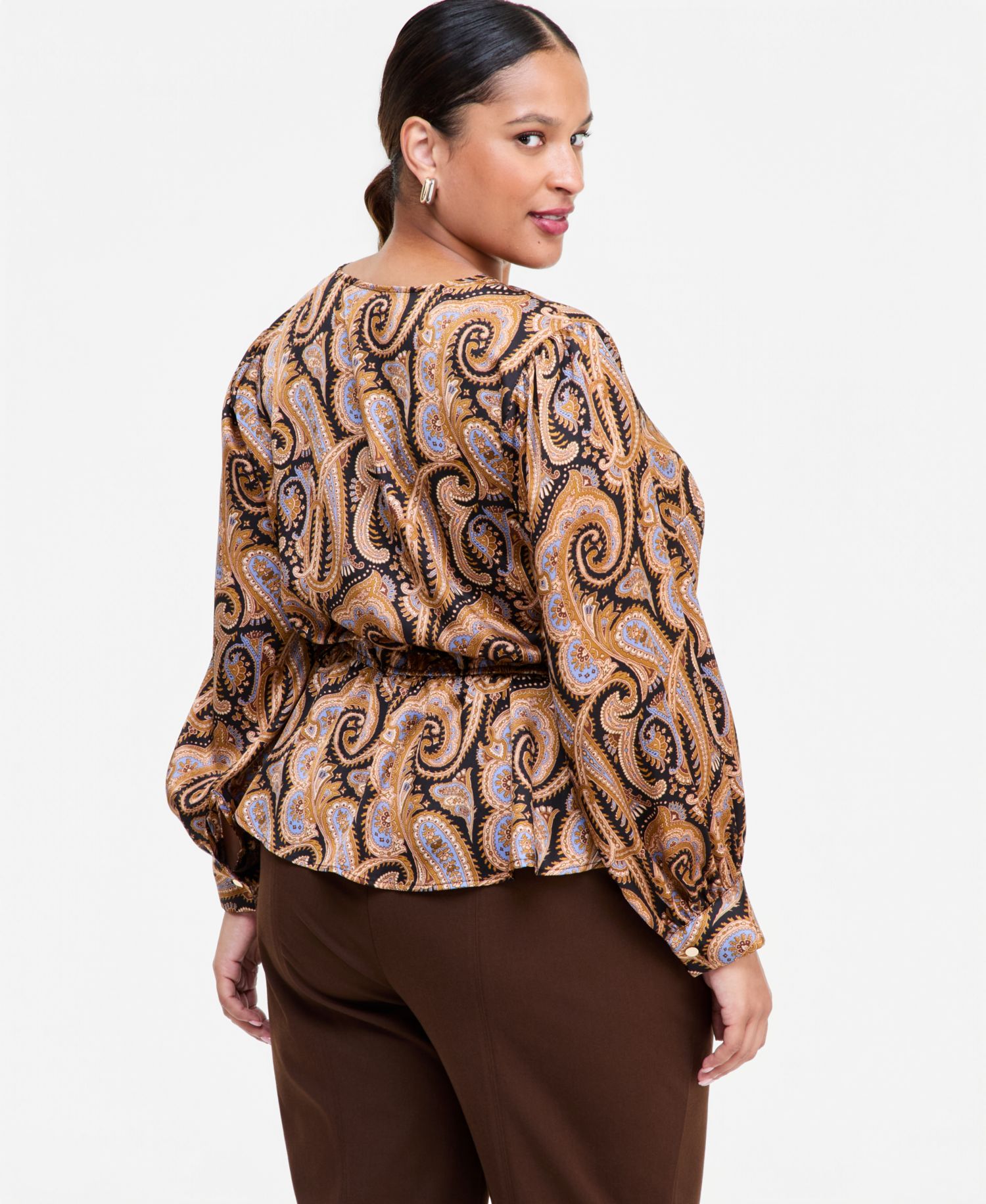 Plus Size Printed Peplum Blouse
