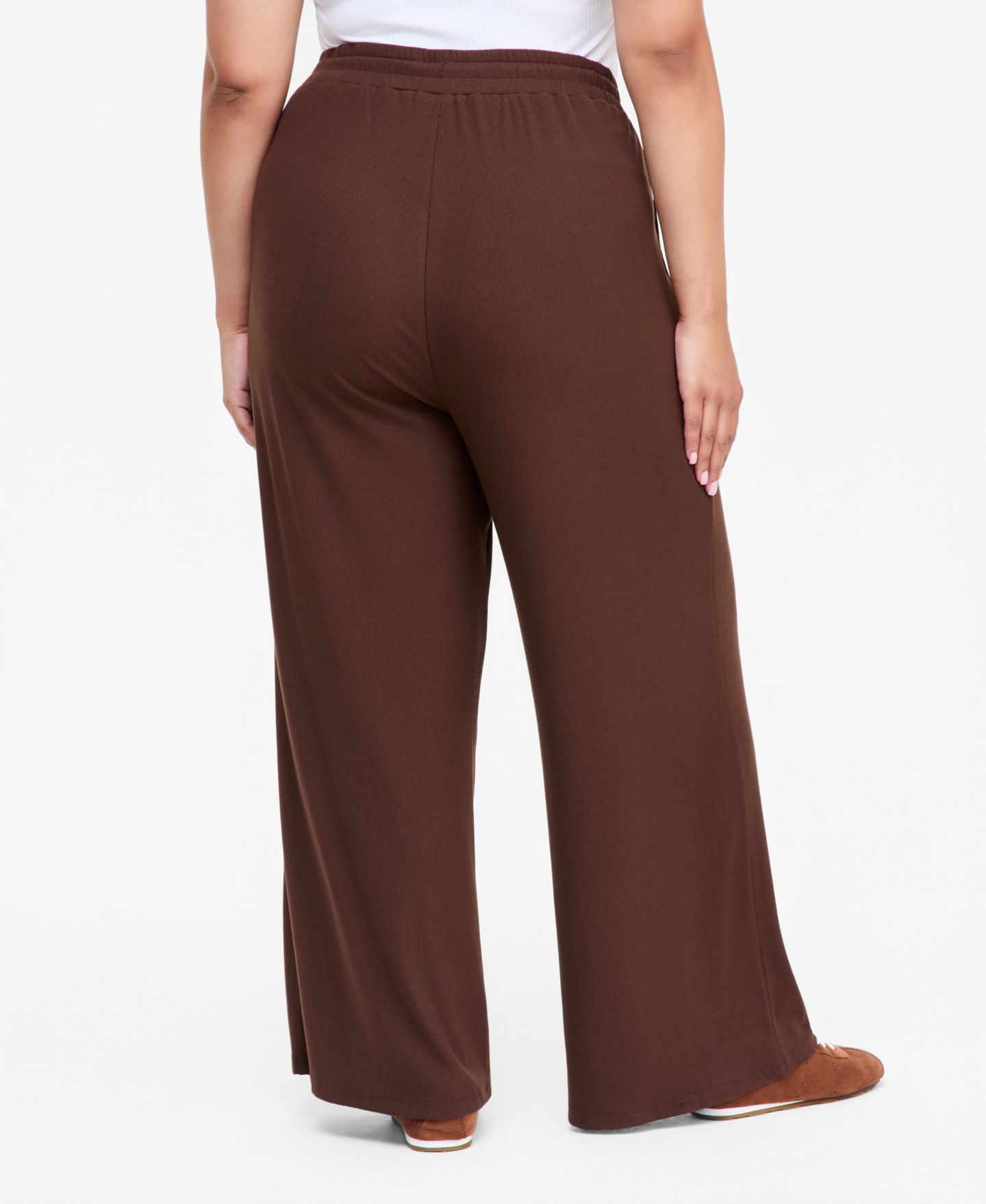 Женские брюки I.N.C. International Concepts Plus Size Ribbed Wide-Leg Drawstring, цвет: Кофейный — фото 2
