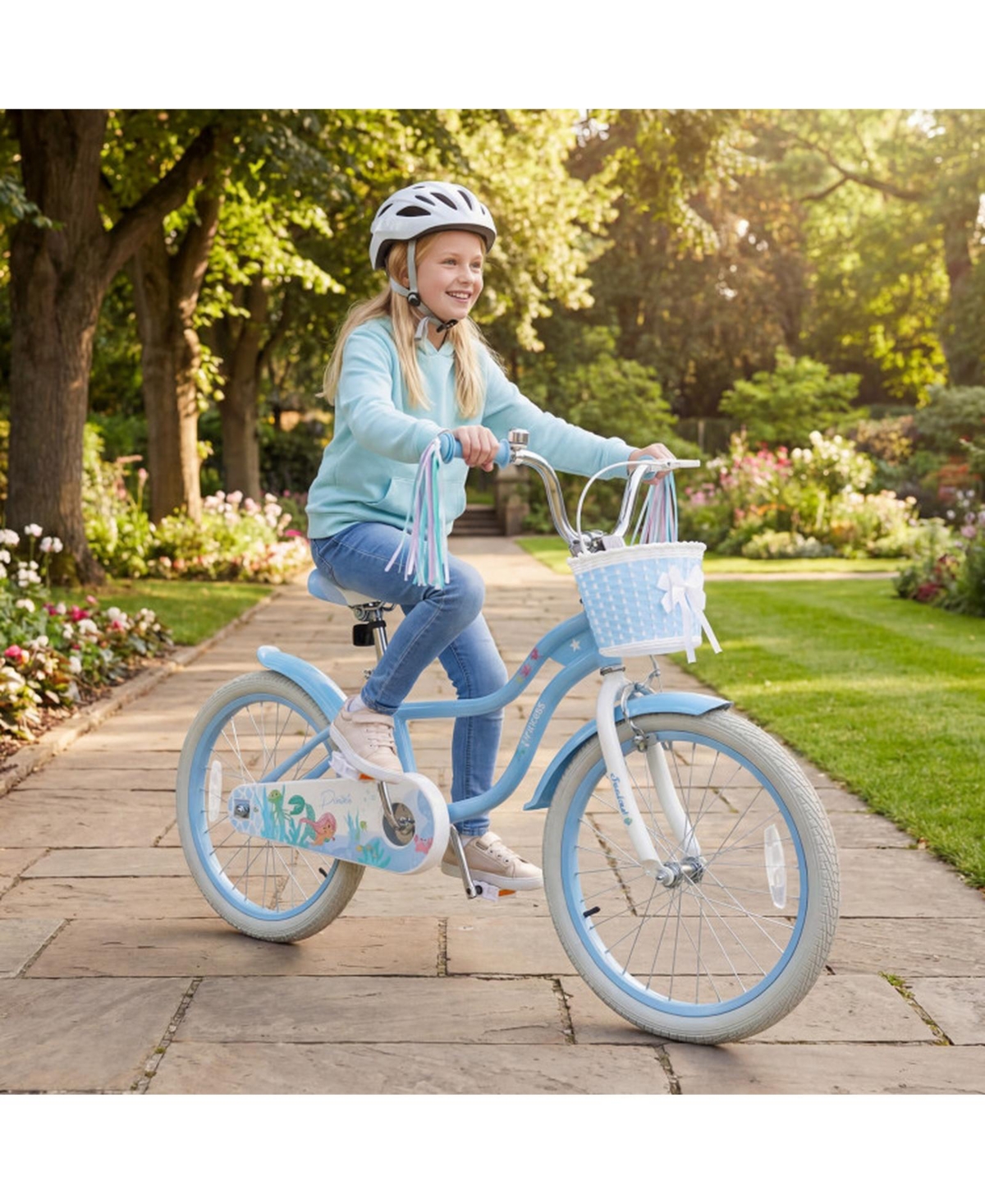 Hongge 20-Inch Kids Bike with Adjustable Saddle, Front Basket & Enclosed Chain Case, 200 lbs Capacity, Ages 8+