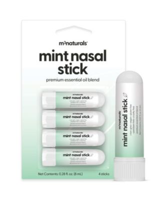 Naturals Mint and Eucalyptus Nasal Inhaler Stick 4-Pack, Essential Oil Aromatherapy Vapor Stick, Portable Non-Medicated