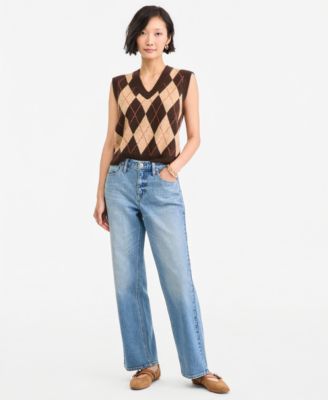 Women's Mid-Rise Relaxed Straight-Leg Denim Jeans