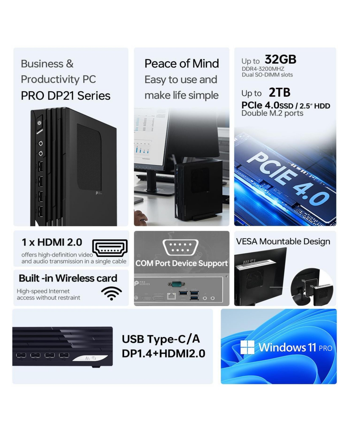 Msi Pro DP21 13M Intel Core i3 16GB Ram Mini Form Factor Desktop