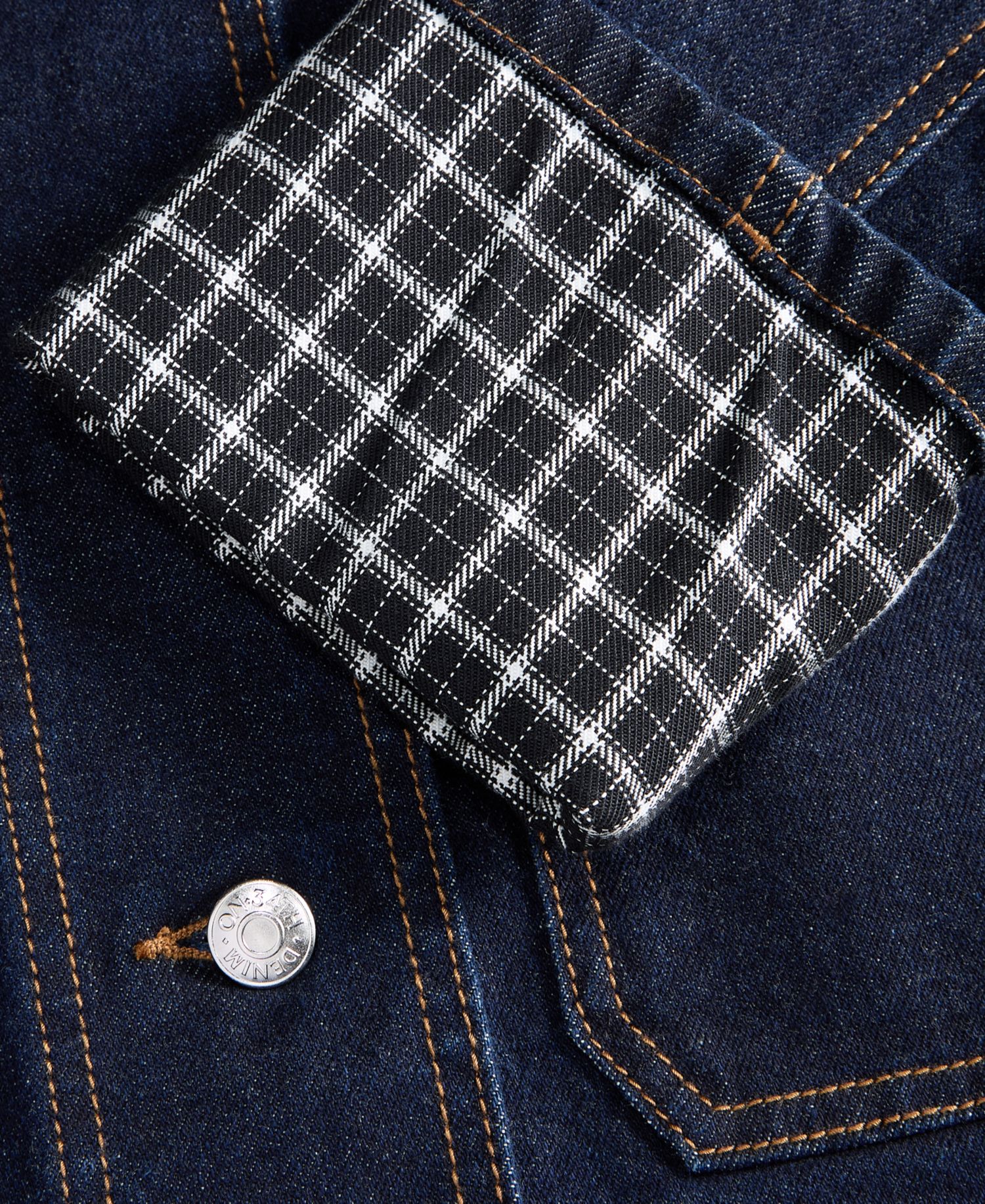 Women's Denim Plaid Cuff Jacket