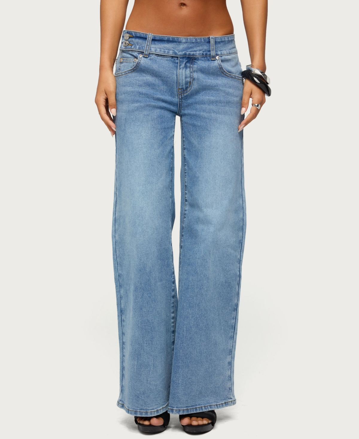 Edikted Women's Dale Low-Rise Straight-Leg Stretchy Jeans, 31" Inseam