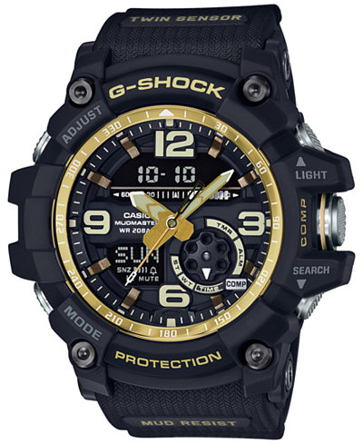 G-Shock Men's Analog-Digital Mudmaster Vintage Gold Black Resin Strap Watch 55x56mm GG1000GB-1A