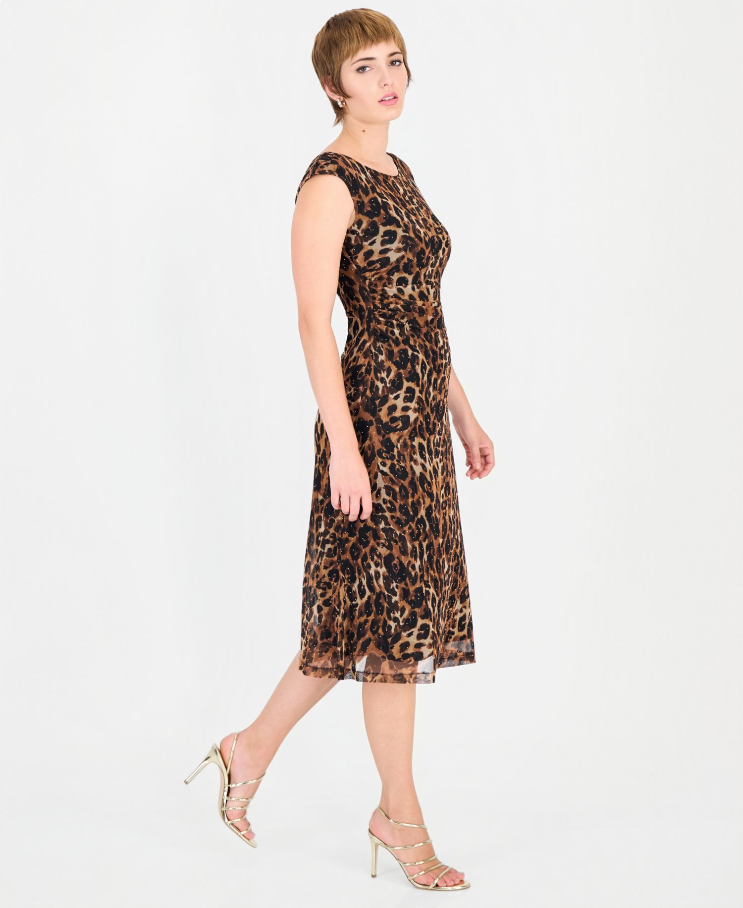 Women's Leopard-Print Allover-Sequin Midi Dress