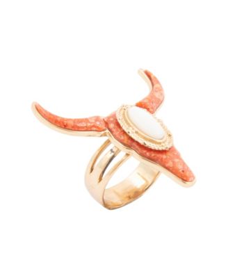 Longhorn Orange Sponge Coral Metal-tone Ring