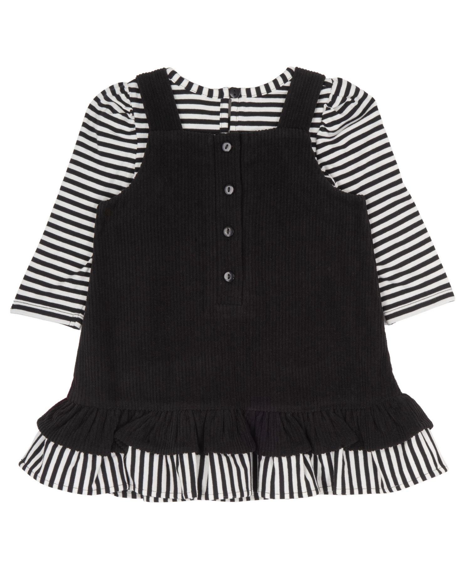 Baby Girls' Black Pumpkin Applique with Striped Jumper and Long-Sleeve Top, 2-Piece Set