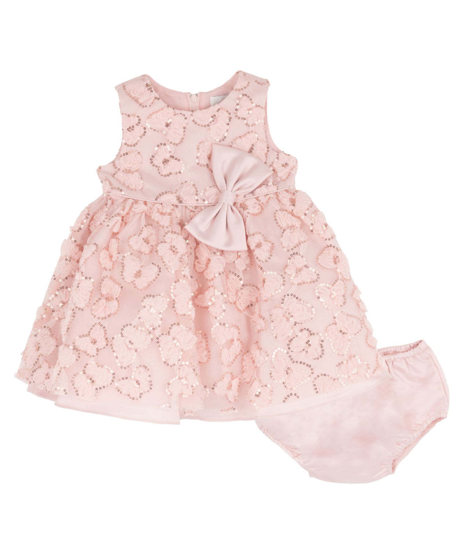 Baby Girls' Butterfly Soutache Bodice with Satin Bow Drees and Panty, 2-Piece Set