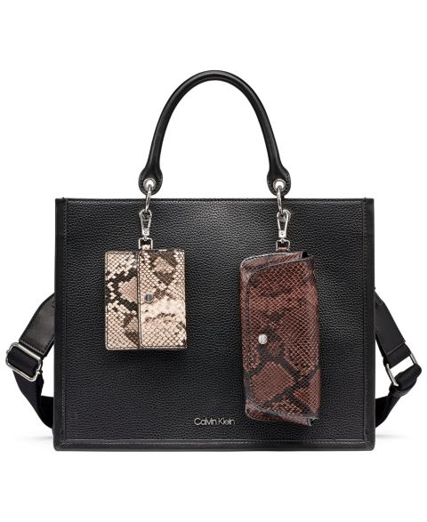 Женская сумка Calvin Klein Kieran Medium Satchel Handbag, цвет: Чёрный комбинированный