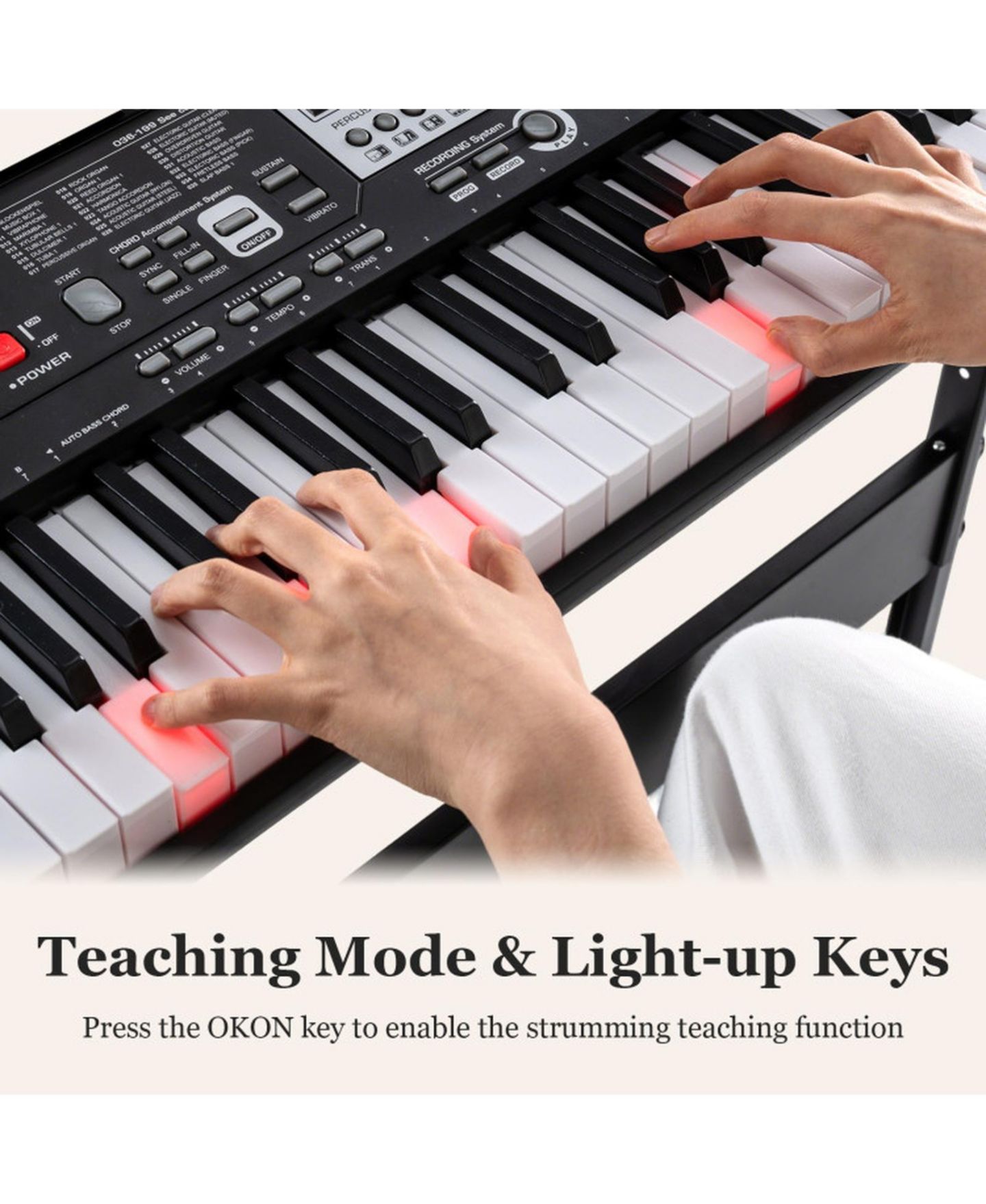 Детские игрушки SUGIFT 61 Keys Electric Keyboard with Light-up Keys and Teaching Mode, 3-Piece Kit, Ages 8+, цвет: Чёрный — фото 7