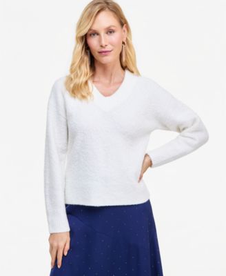 Women's Boucl&eacute; V-Neck Sweater