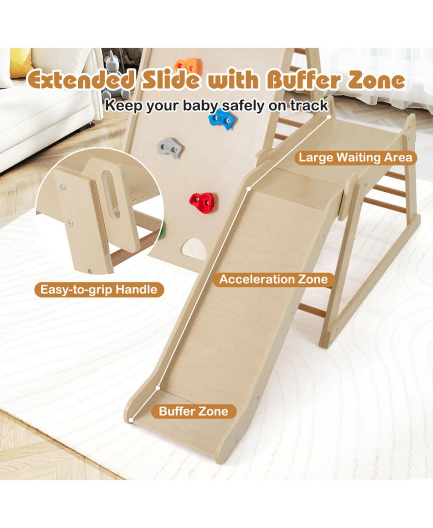 3-in-1 Indoor Jungle Gym with Extended Slide, Ages 3+