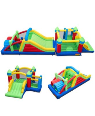 Inflatable Obstacle Course Bounce House with Dual Slides and Tunnels, For 4 Players, Ages 3-10