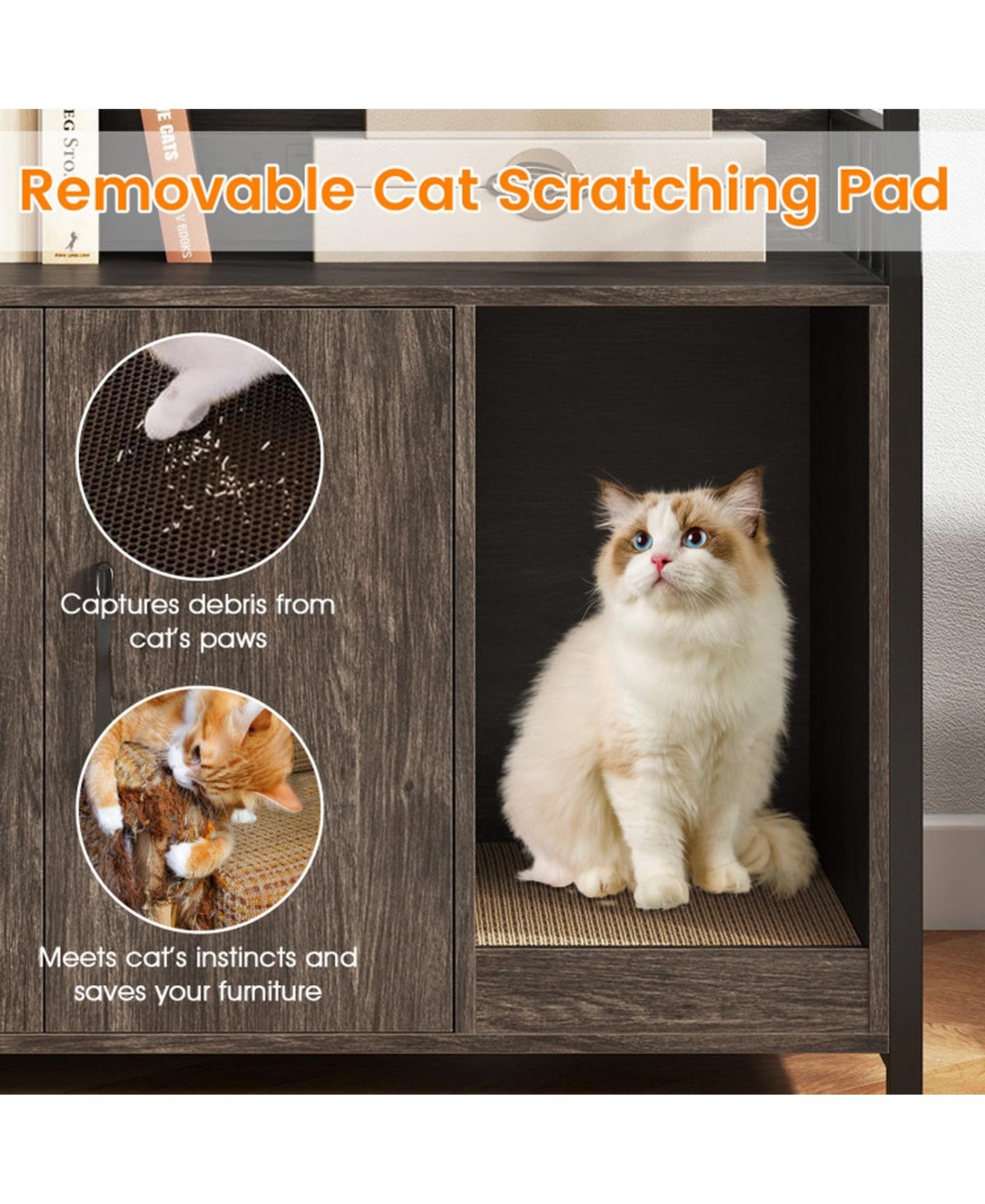 Hongge 52 in Cat Litter Cabinet with Built-In Charging Station