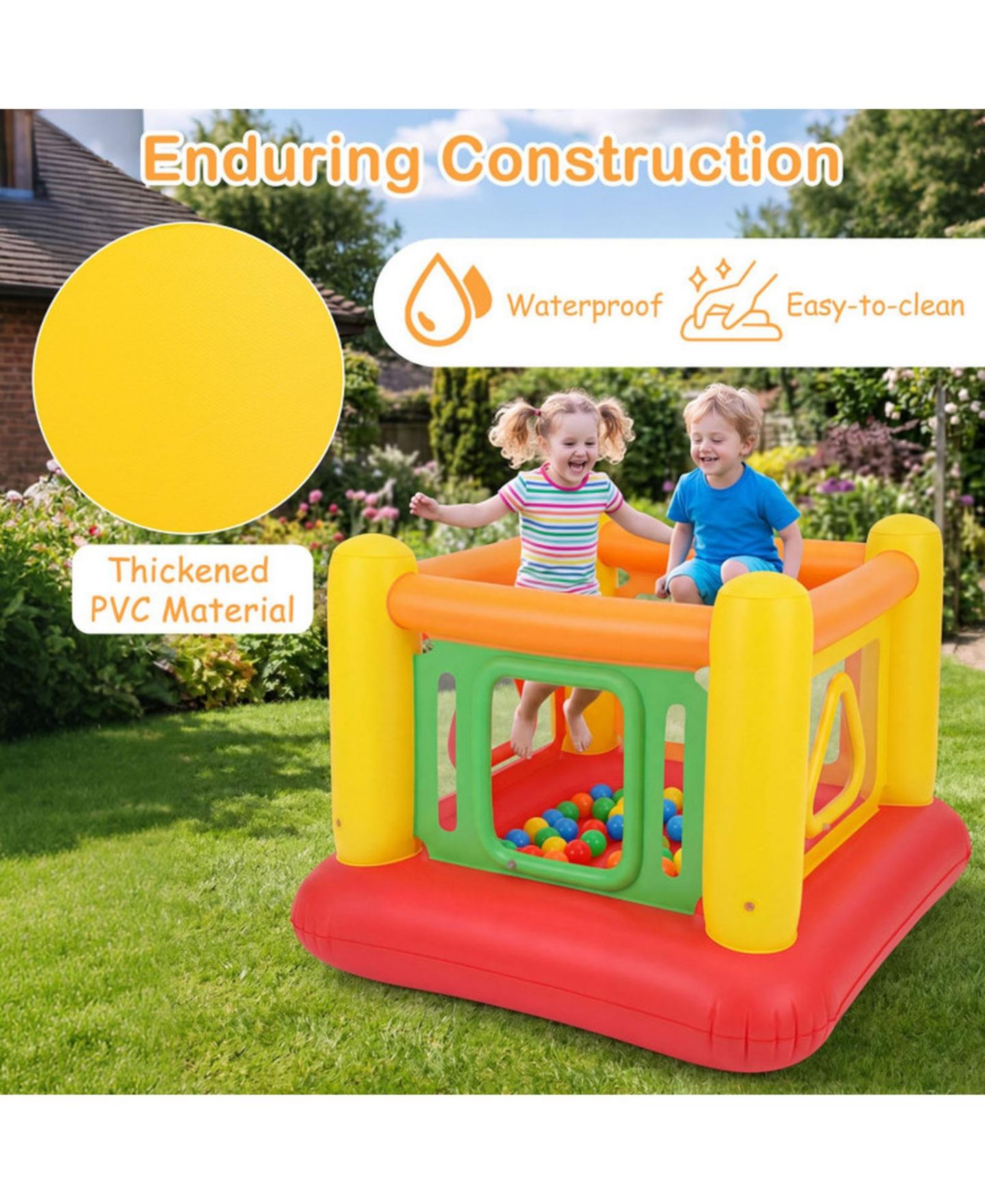 Детская игрушка HONGGE 3-in-1 Inflatable Bounce House, 63" x 63" x 49", 110 lbs Capacity, Ages 3+, цвет: Красный — фото 4