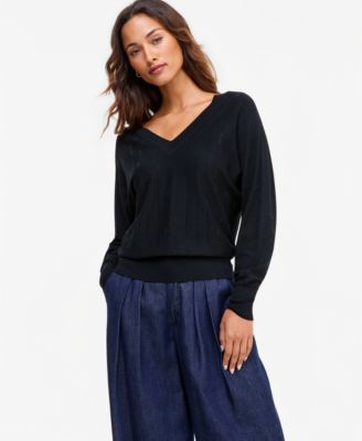 Women's Embellished Double V-Neck Pullover