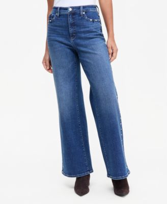 Women's High-Rise Wide-Leg Studded Jeans