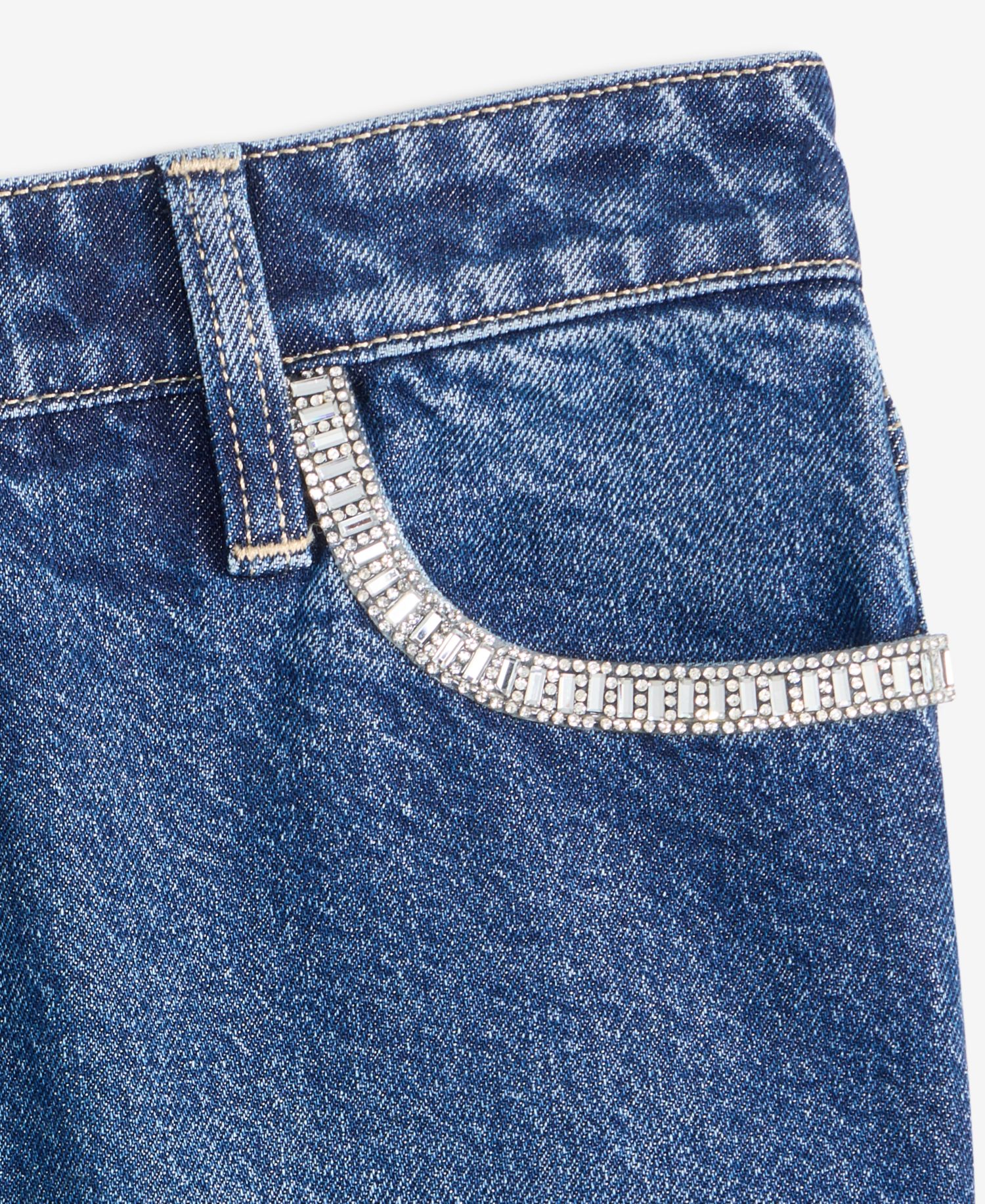 Women's Mid-Rise Slim-Straight Leg Embellished-Pocket Jeans