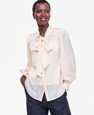 Women's Long-Sleeve Tie-Neck Blouse