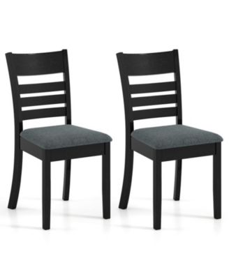 Set of 2 Upholstered Wooden Dining Chairs with Rubber Wood Frame and Curved Backrest