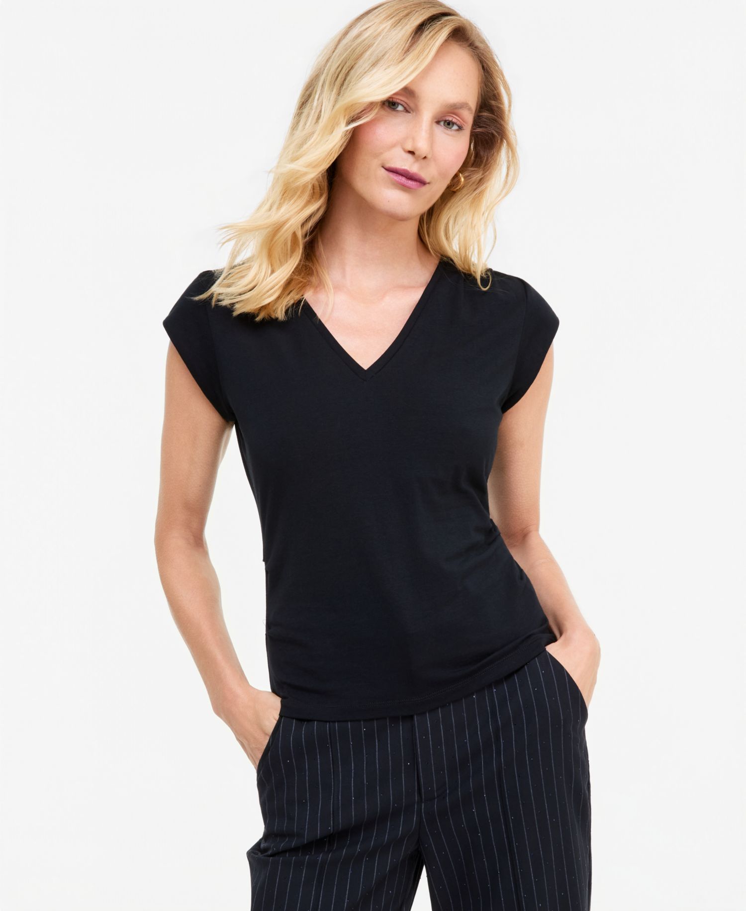 Women's Cap-Sleeve V-Neck T-Shirt