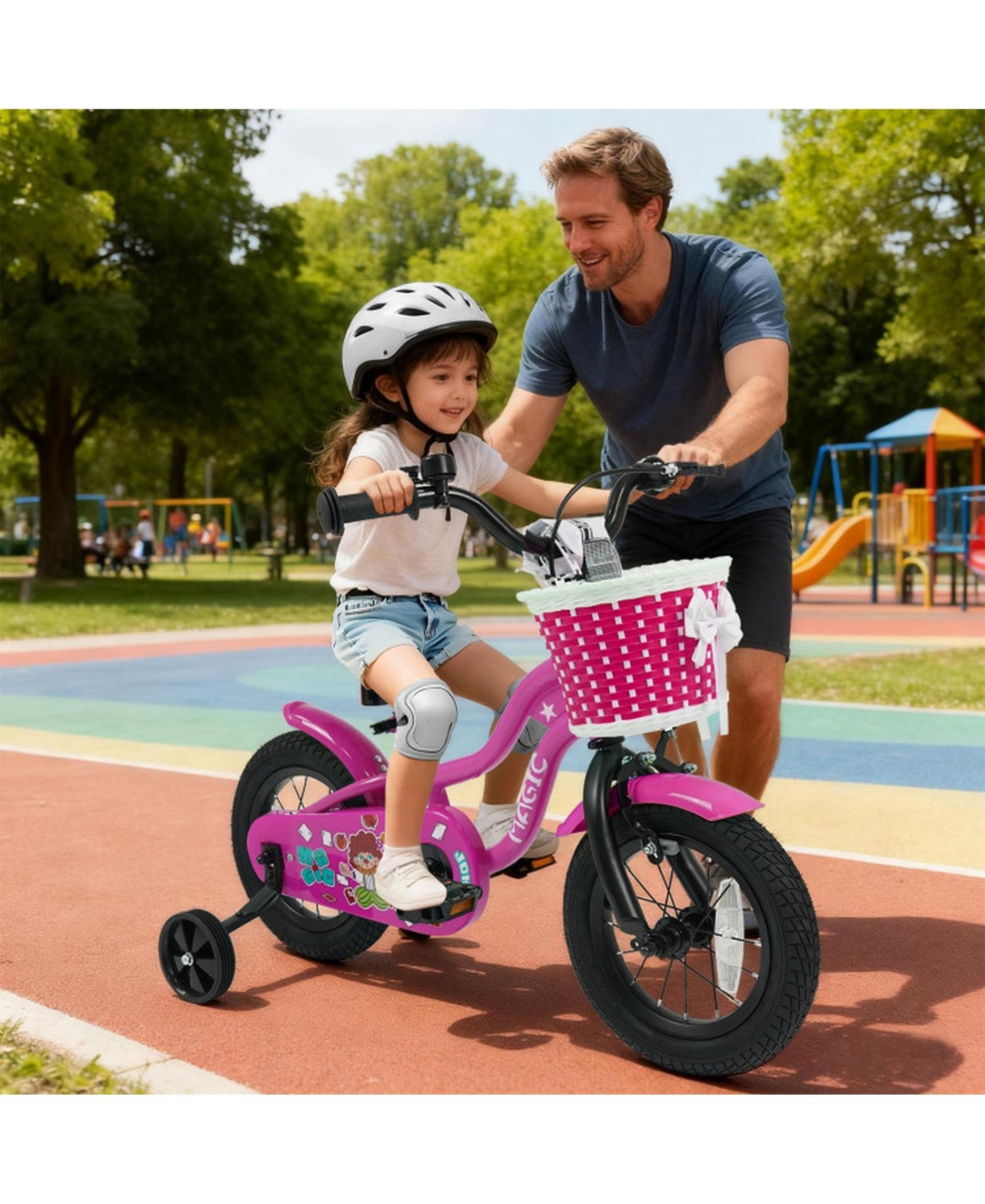 Hongge 12-Inch Kids' Bike with Detachable Training Wheels and Adjustable Seat, 110 lbs Capacity, Ages 3–8