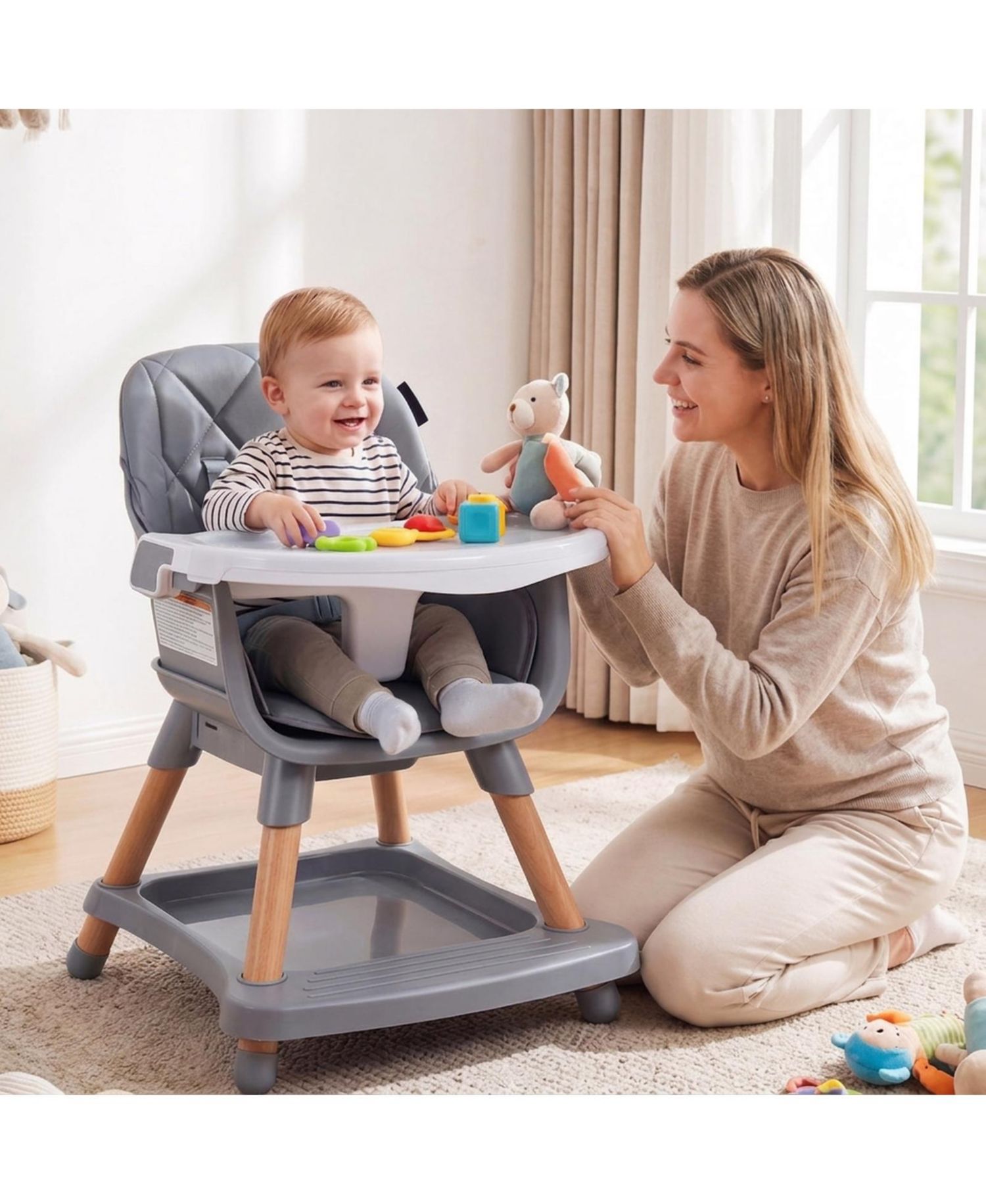 9-in-1 Convertible High Chair for Babies and Toddlers with Seat Cushion